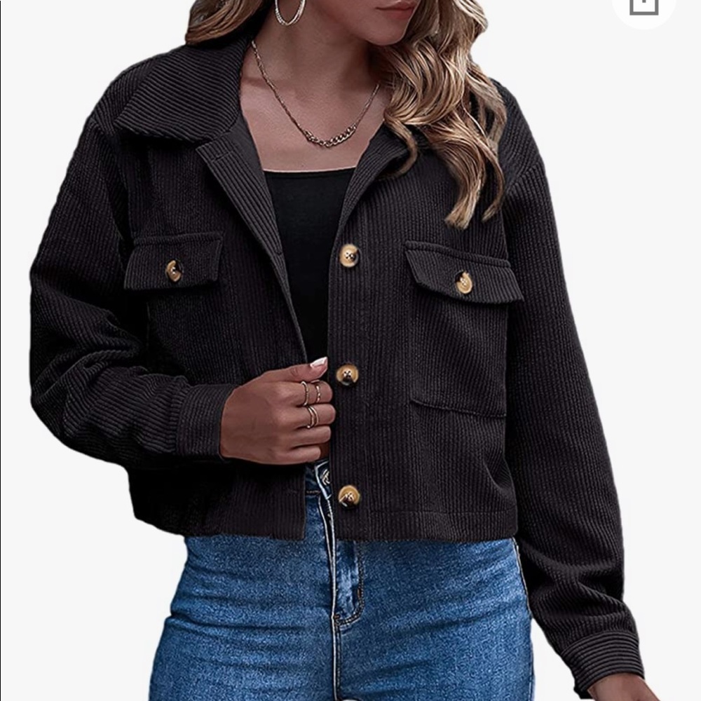 Cropped Corduroy Black Jacket